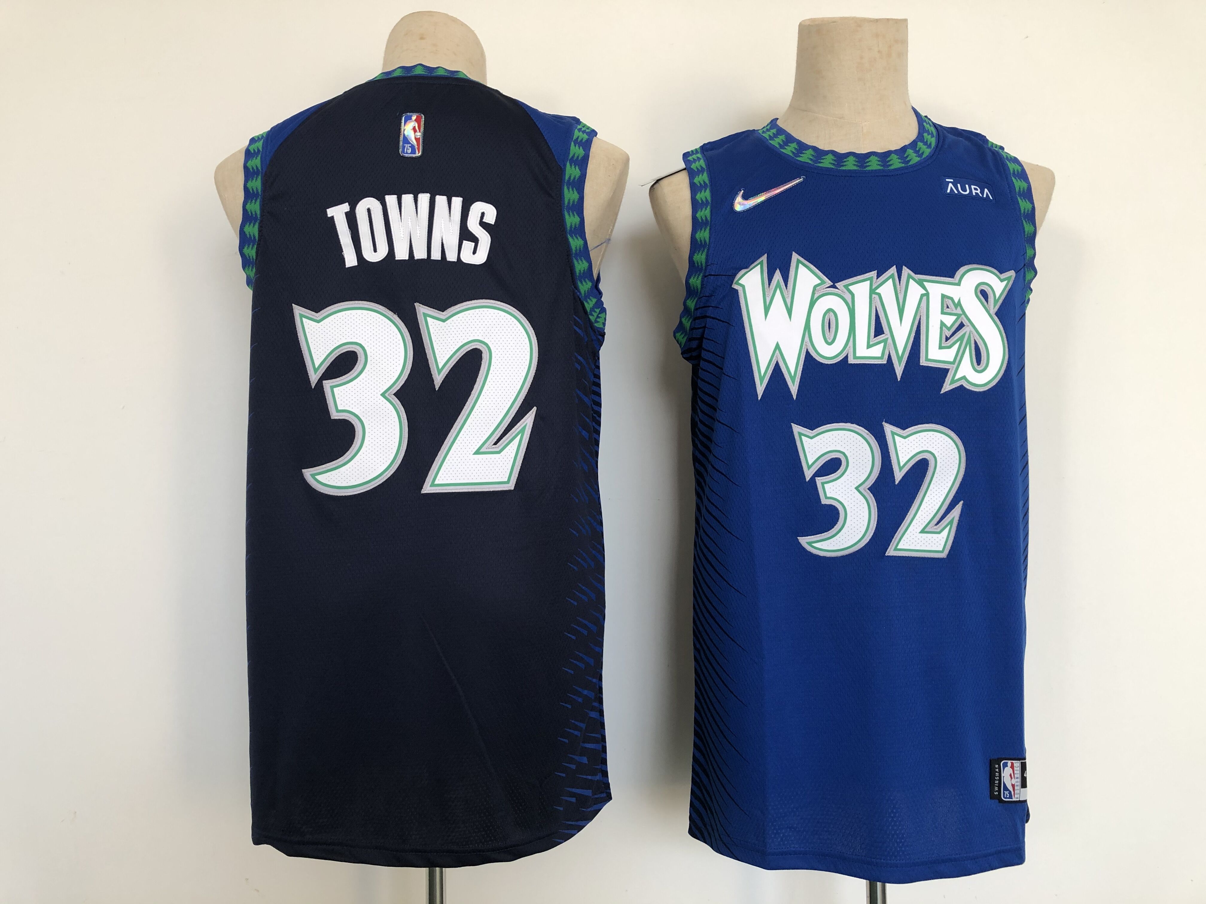 2022 NBA Men Minnesota Timberwolves 32 Towns blue Nike City Edition Jerseys